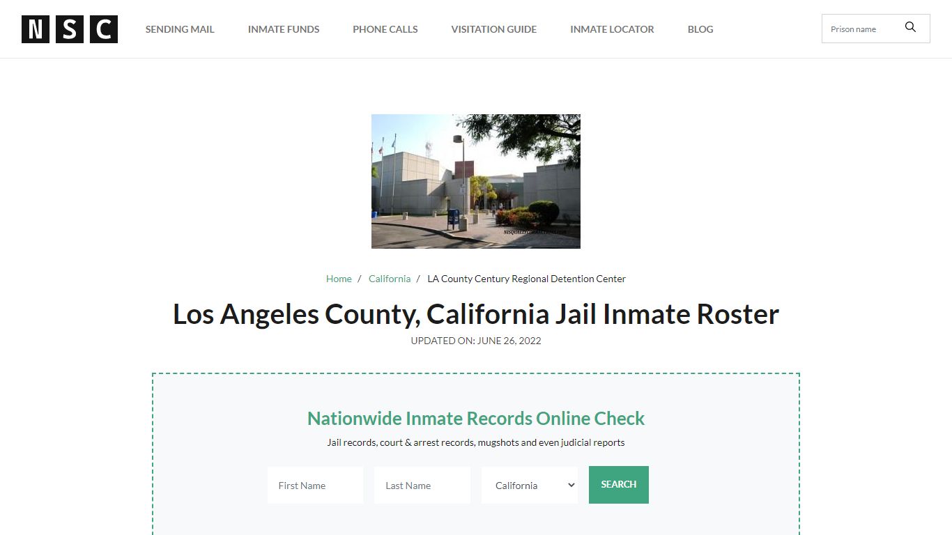 Los Angeles County, California Jail Inmate Roster