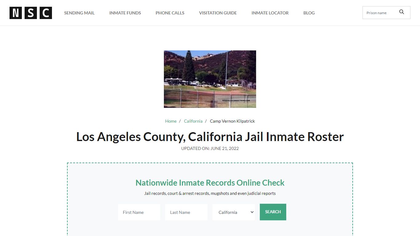 Los Angeles County, California Jail Inmate Roster